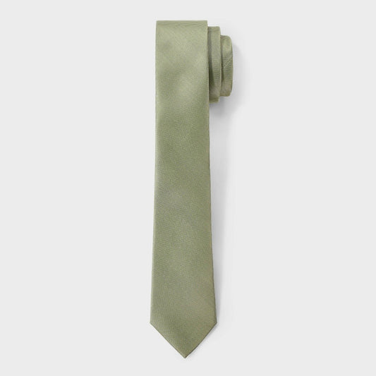 Men's Faux Linen Neck Tie - Goodfellow & Co  Sage Green: Recycled Polyester, Woven, Solid Pattern