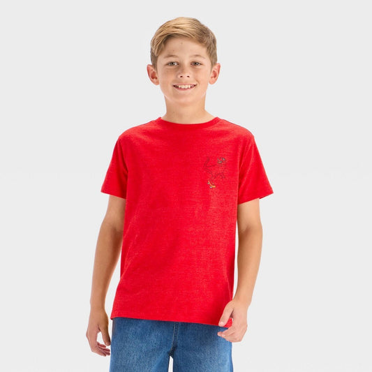 Boys' M (8) - Short Sleeve Skateboard Dino Graphic T-Shirt - Cat & Jack  Red