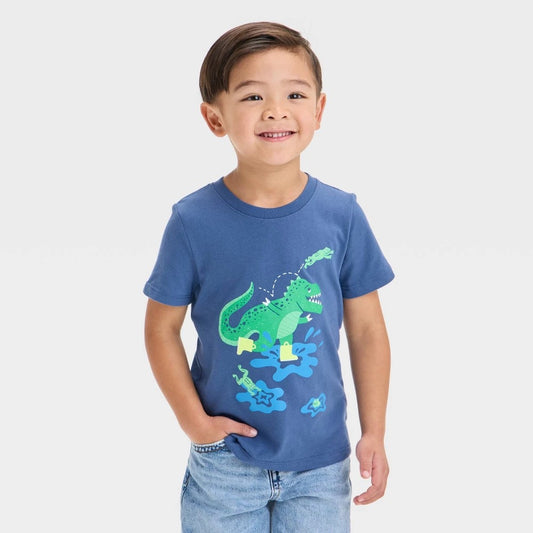 Boys' 2T Toddler Cat & Jack T-shirt Dinosaur Dark Blue