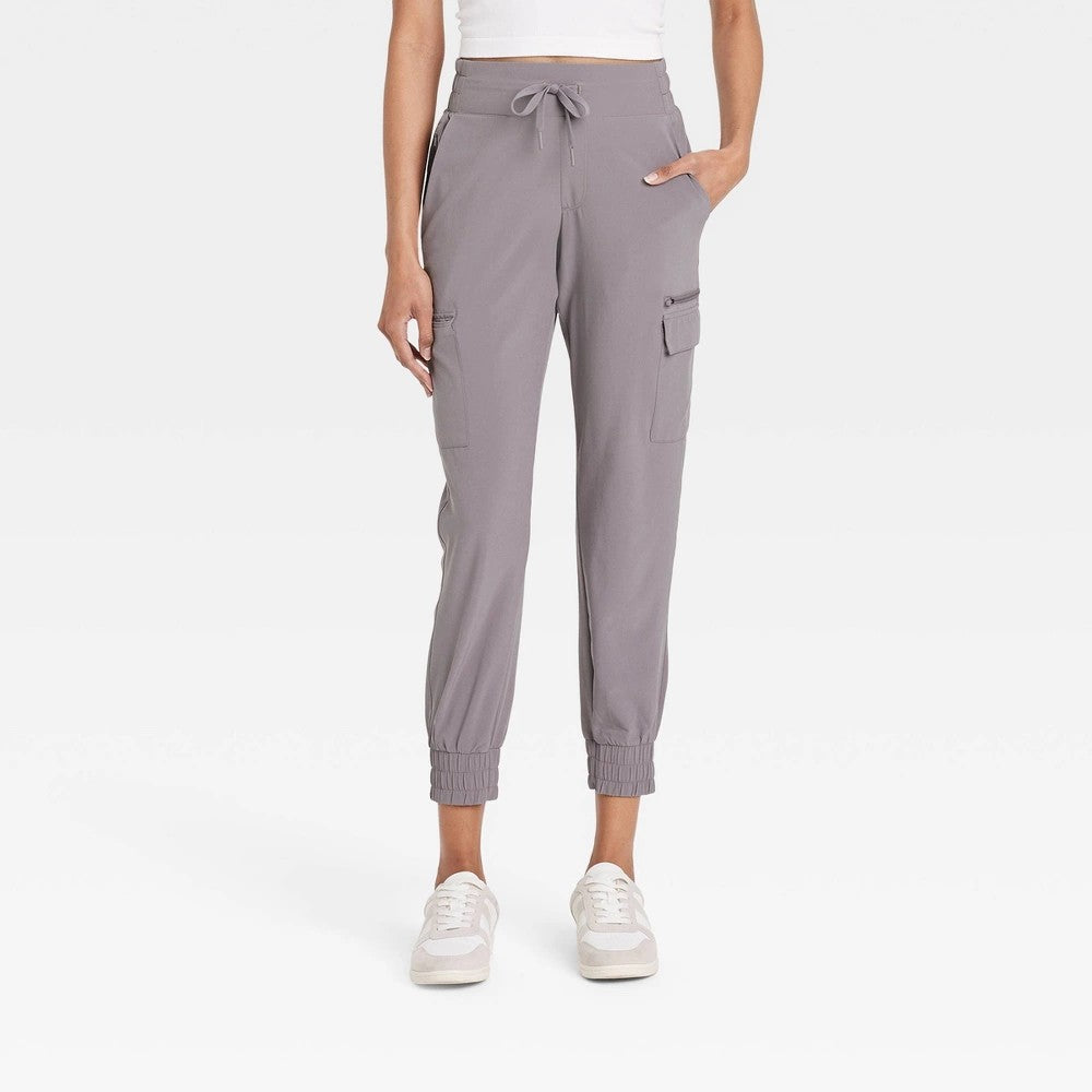 Women's L Active Light Mid-Rise Cargo Joggers - All in Motion Light Gray