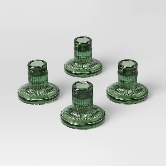 4pk Glass Taper Candle Holder Green - Room Essentials™