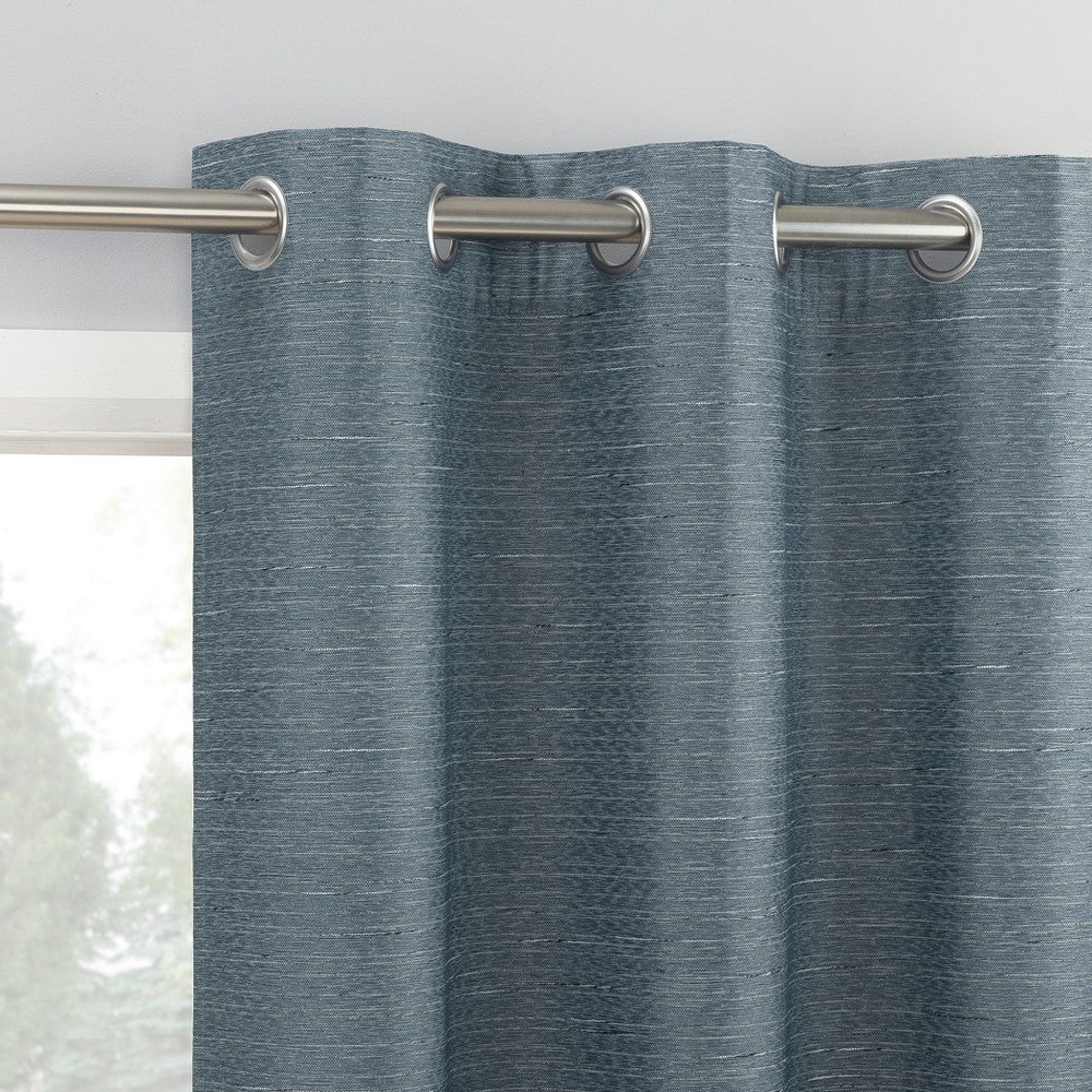2pc 37x63 Sun Zero Wylder Texture Thermal Blackout Grommet Curtain Panel Pair Navy Blue