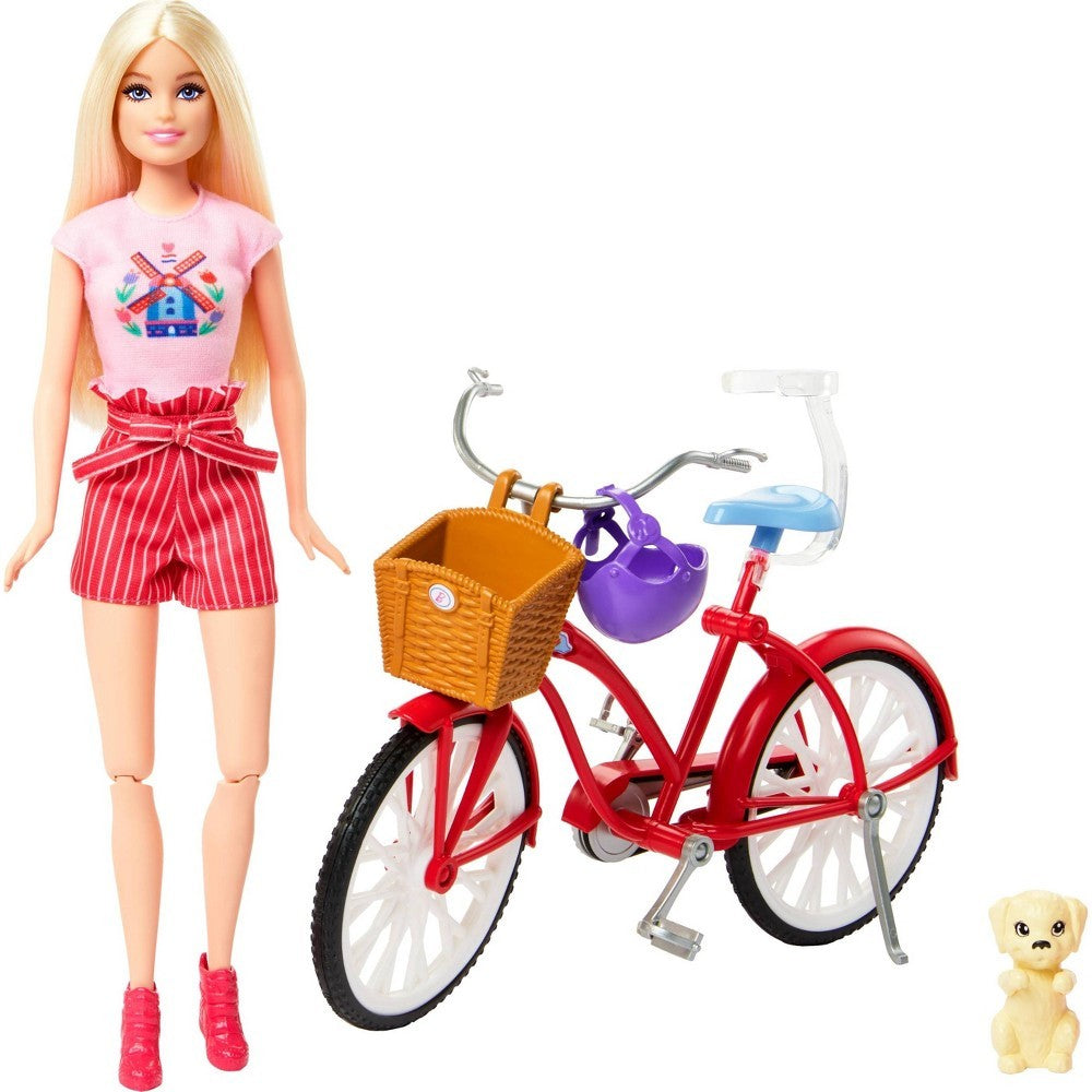 Barbie Pink Passport Holland Doll Set with Bicycle, Clothes, & Travel Accessories **DAMAGED BOX**