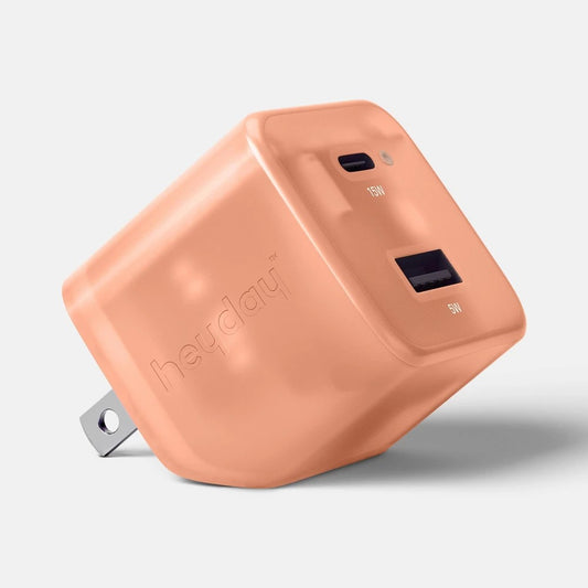 Dual Port 20W Translucent Jelly Wall Charger - Heyday - Peach