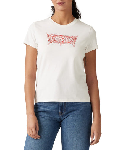 Women's XS Levi's Perfect Graphic Logo Cotton T-shirt Floral