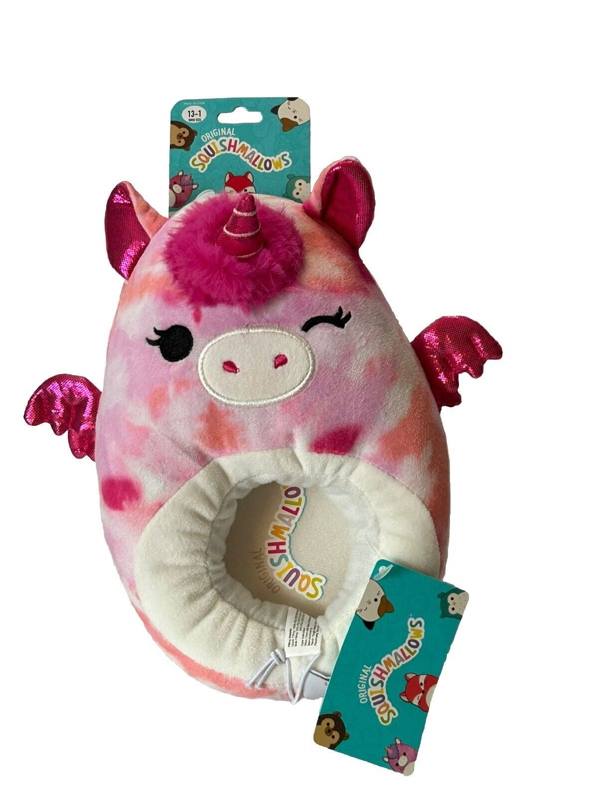 Squishmallows Girls Size 13/1 Pink Magical Unicorn Slippers New