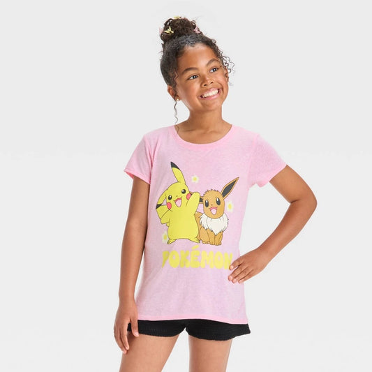 Girls' XL (14) Pokemon Short Sleeve Graphic T-Shirt - Pink