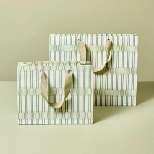 2pk Small/Large Broken Stripe Printed Gift Bags - Hearth & Hand  with Magnolia