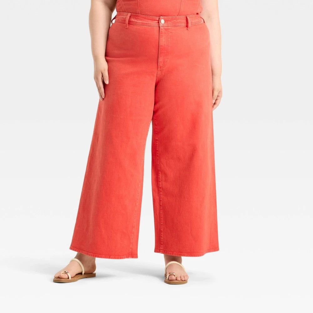 Women's 17 High-Rise Sailor Wide Leg Ankle Jeans - Universal Thread - Red