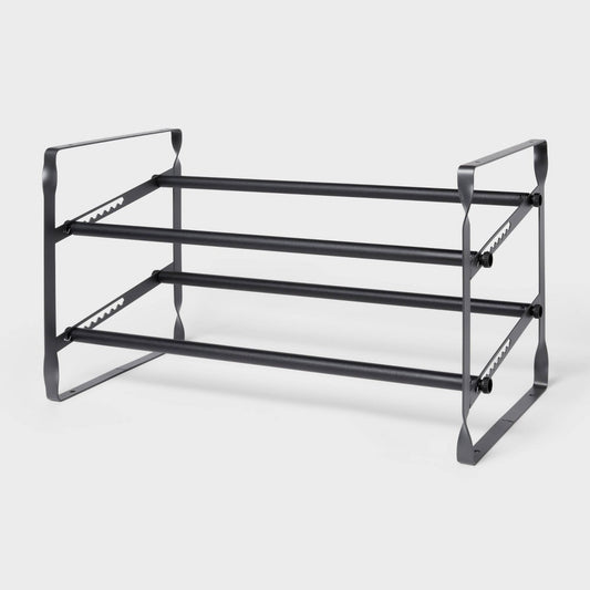 2 Tier Expandable Shoe Rack Black - Brightroom