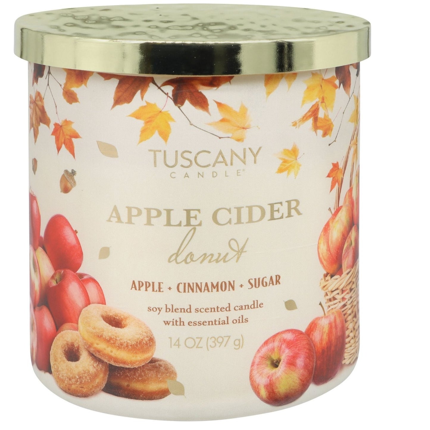 Tuscany Candle 3-Wick Candle, Apple Cider Donut Scent, 14 Oz