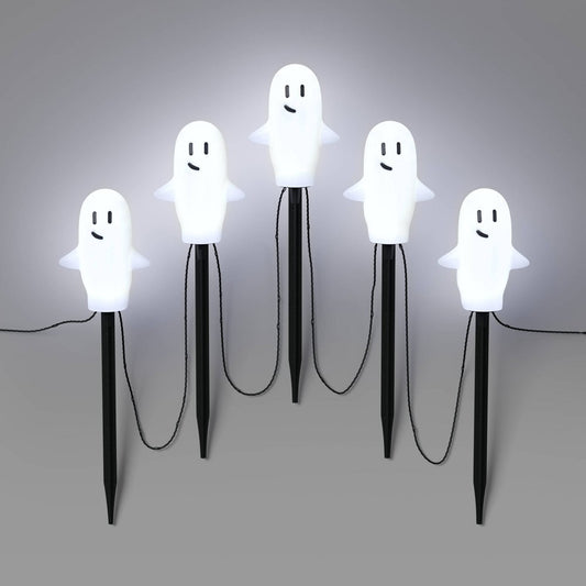 5ct LED Plastic Ghost Halloween Novelty Pathway Lights with Cool White LEDs - Hyde and EEK! Boutique : Outdoor Ghost Decor *Damaged Box*