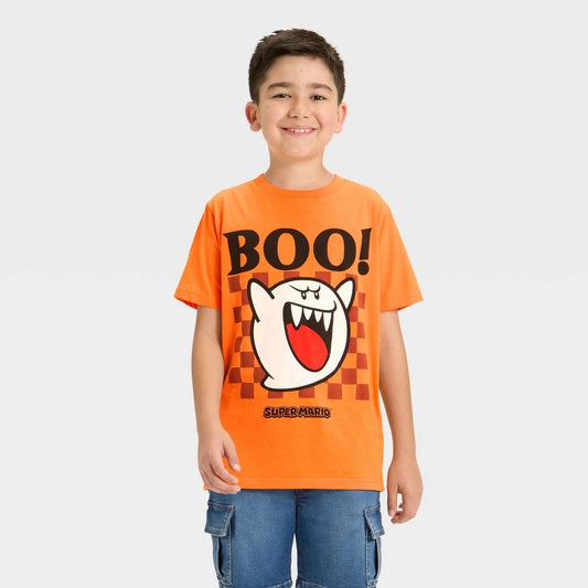 Boys' L - Nintendo Super Mario Boo Short Sleeve Graphic T-Shirt - Orange