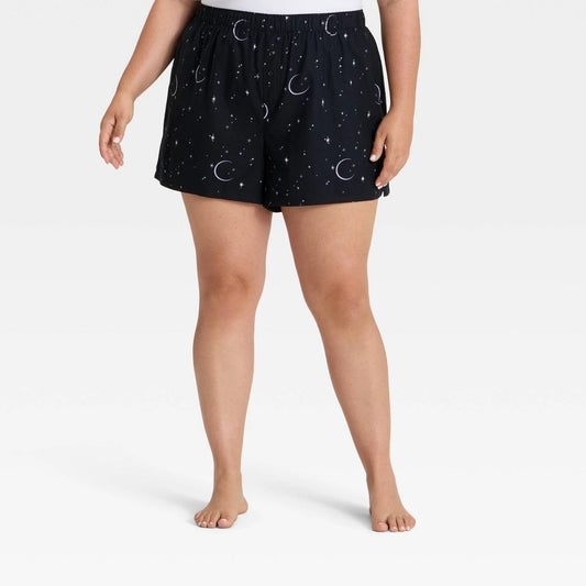 Women's 4X Halloween Celestial Flannel Boxer Pajama Shorts - Hyde and EEK! Boutique  Black