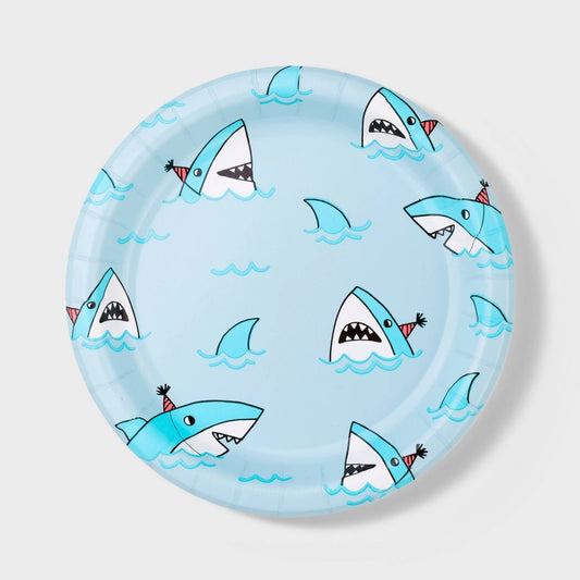 20ct 8.75 Inch Disposable Shark Dinner Plates - Spritz