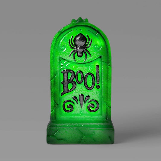 21 Inch 'Boo!' Plastic Glow Tombstones Halloween Decorative Prop Neon Green - Hyde and EEK! Boutique