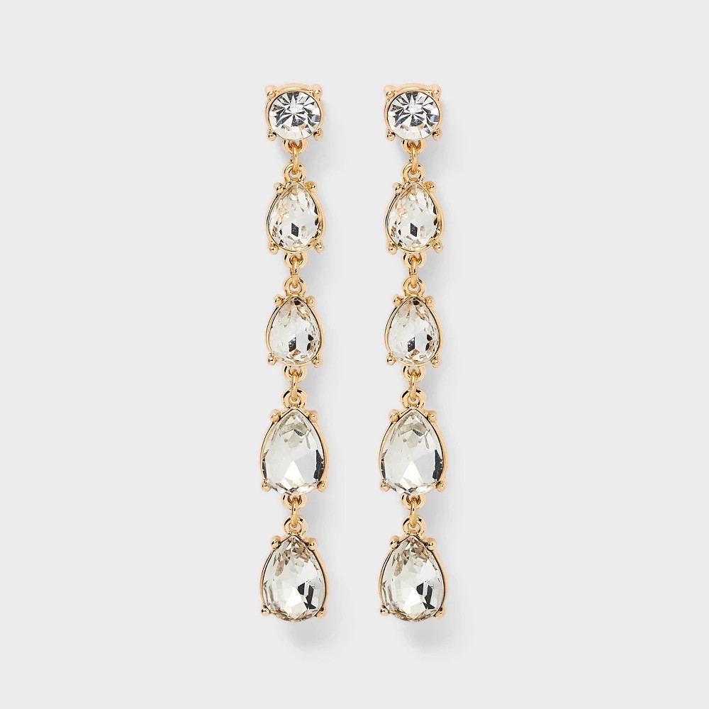 Teardrop Stone Linear Earrings - a New Day  Gold
