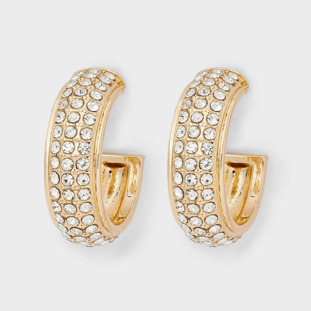 Pave Open Hoop Earrings - a New Day  Gold