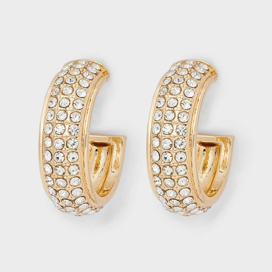 Pave Open Hoop Earrings - a New Day  Gold