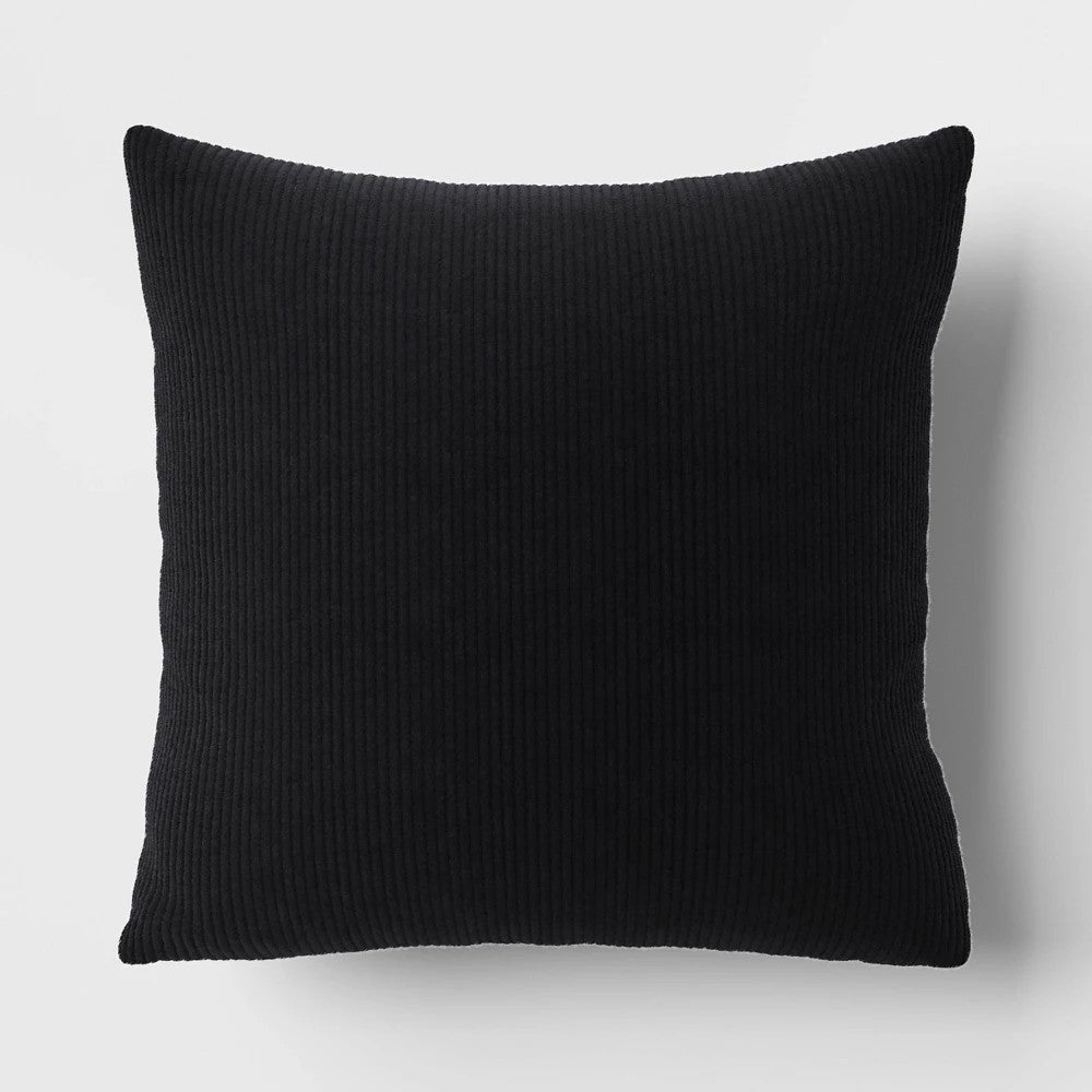 16 X 16 the Corduroy Collection Square Throw Pillow Black - Room Essentials