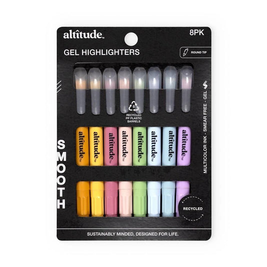 Altitude Gel Highlighters 8pk Smear-Free No Bleed Multicolor