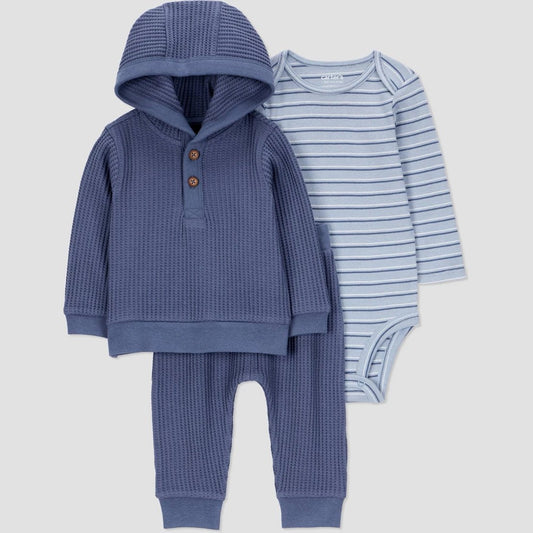 Carter's Baby Size 6M Just One You  Baby Boys' 3pc Striped Top & Bottom Set - Blue