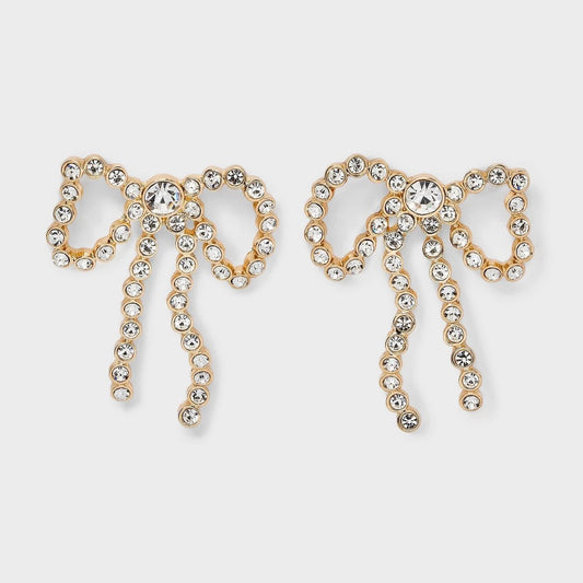 Pave Bow Statement Earrings - A New Day Gold