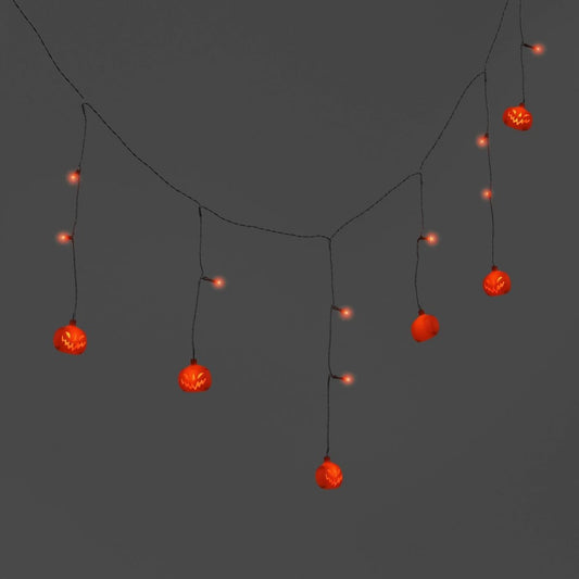 Die Cut Plastic Blow Mold Pumpkin Indoor Outdoor Icicle String Lights with Orange LEDs - Hyde and EEK! Boutique