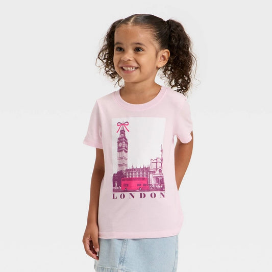 Girls' 2T -  London Graphic T-Shirt - Cat & Jack  Light Pink 2T