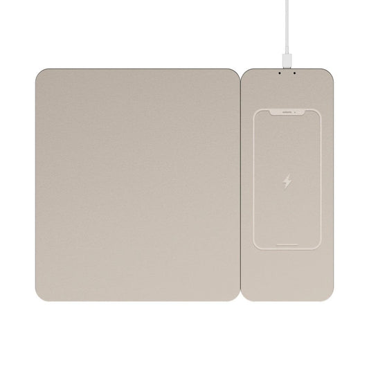 North Wireless Charging Mouse Pad - Beige: Polyurethane Desk Accessory