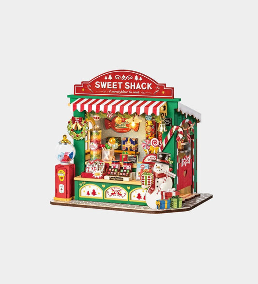 Christmas Candy Stand DIY 3D Wooden Puzzle - with LED Lights & Music Box 170PCS
