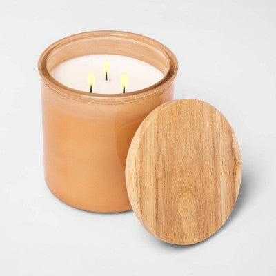 2-Wick Tinted Glass Jasmine + Ylang Ylang Lidded Jar Candle Light Orange 14.5oz