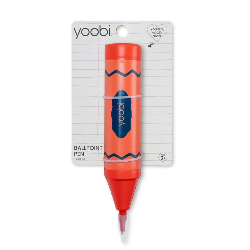 Yoobi Squishy Red Crayon Ballpoint Pen 1.0mm Black Ink