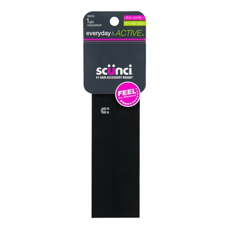 Scunci Everyday & Active No-Slip Grip Stretch Headwrap in Black, 1ct *Damaged Packaging*
