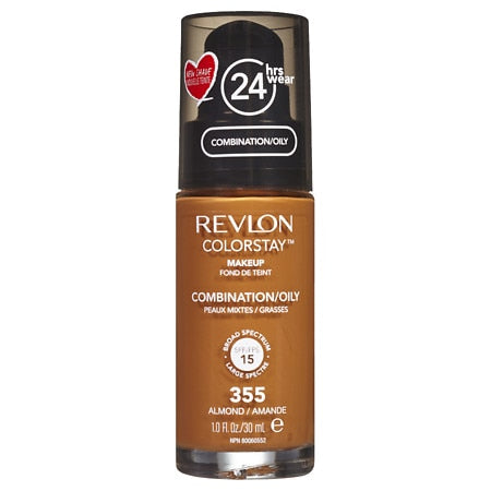 Revlon ColorStay Liquid Foundation Makeup, Matte Finish, Combination/Oily Skin, SPF 15, 355 Almond, 1 fl oz