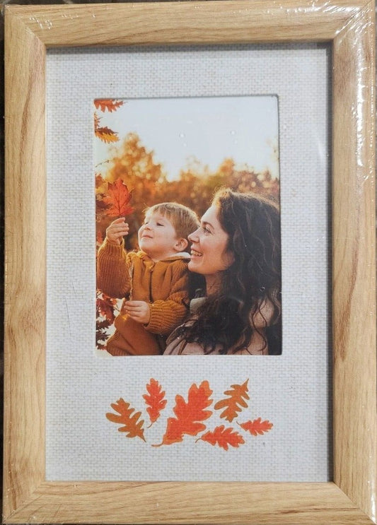 ELSA L 3x4 Inch Fall Leaves Picture Frame Natural