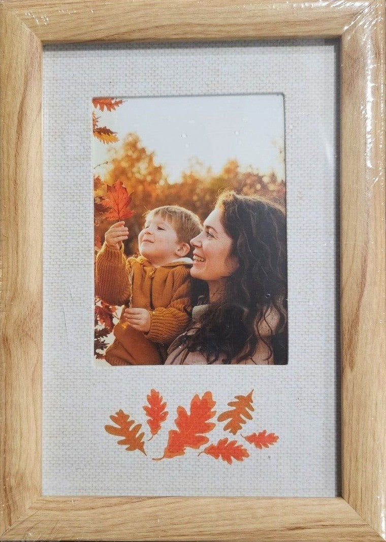 ELSA L 3x4 Inch Fall Leaves Picture Frame Natural