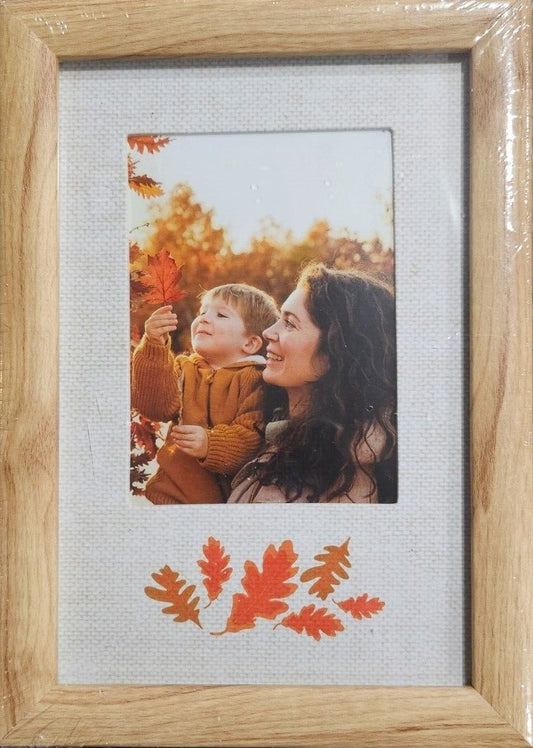 ELSA L 3x4 Inch Fall Leaves Picture Frame Natural