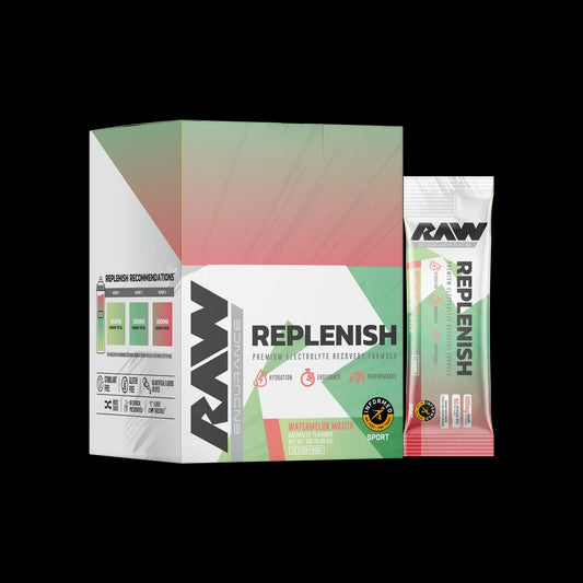 RAW Replenish, Premium Electrolytes Powder Recovery Formula, Watermelon Mojito - 20 Sticks - Flavored Electrolyte Drink Mix Supplement for Hydration, Replenishment, Endurance & Performance Workouts **Exp 05/13/2026**  **Damaged Box**