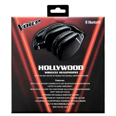 The Voice Hollywood Wireless Headphones Bluetooth Built in Microphone