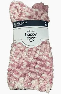 Women's 4-10 Happy Foot Fluffy Socks Pink  2 Pair