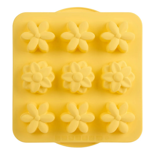 Trudeau Yellow Flowers Muffin Pan, Sturdy Structured Silicone 1 Pan