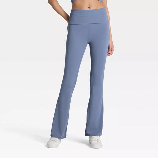 Women's Size M High-Rise Wrap Waistband Leggings - JoyLab Blue