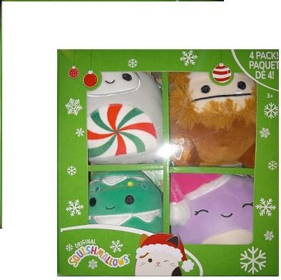 Squishmallows 5 Christmas Set of 4 - Benny, Beula, Nissa, Johann - Officially Licensed Kellytoy Plush