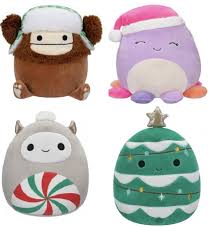 Squishmallows 5 Christmas Set of 4 - Benny, Beula, Nissa, Johann - Officially Licensed Kellytoy Plush