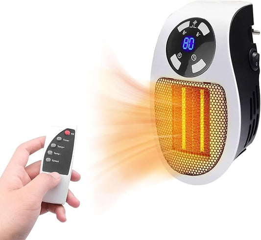 Portable Plug in Heater, 500W Small Electric Heater with Overheat Protection, Adjustable Electronic Thermostat, Precise LED Display Wall Outlet Space Heaters for Indoor Use - Office and Bedroom, etc