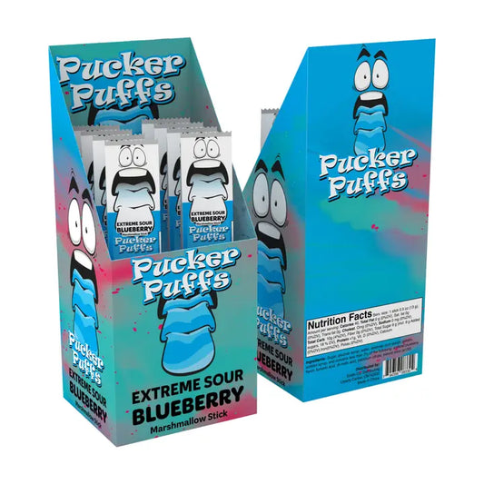 Pucker Puffs Extreme Sour Blueberry Marshmallow Sticks *Exp 1/3/26*