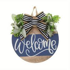 Welcome Sign For Front Door, Welcome Home Decorations Sign, Wooden Hanging Ribbon