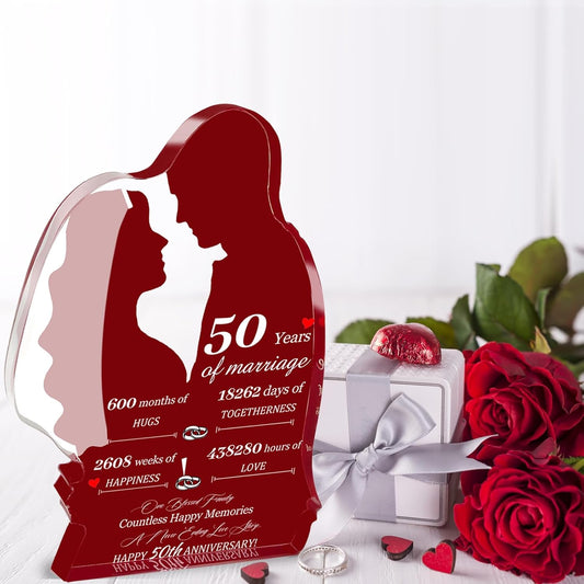 Fifty-Year Anniversary Wedding Gifts, Happy Anniversary Decorations, 50th Wedding Anniversary Acrylic, 50 Years Anniversary Present for Couple