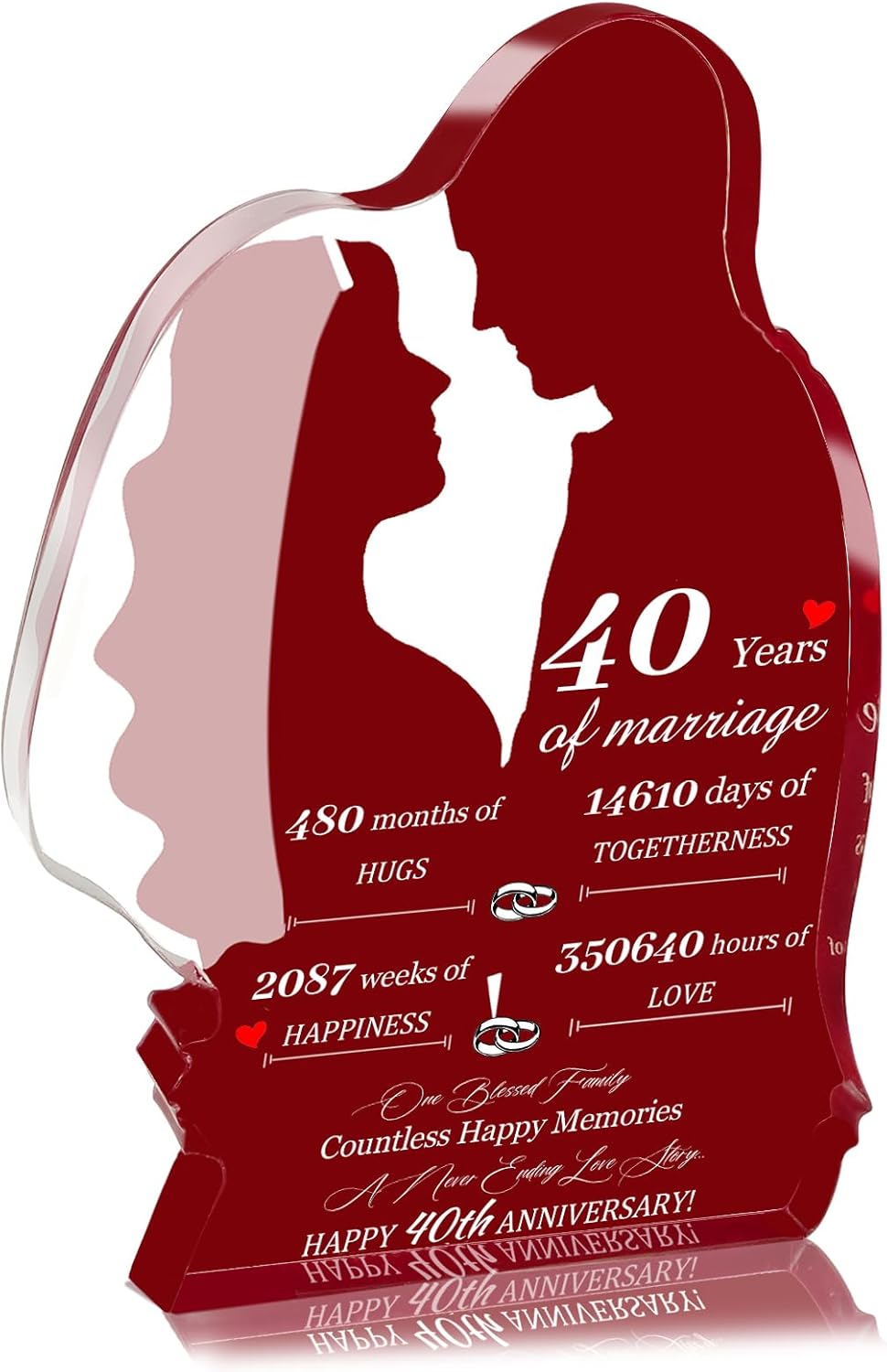 Forty-Year Anniversary Wedding Gifts, Happy Anniversary Decorations, 40th Wedding Anniversary Acrylic, 40 Years Anniversary Present for Couple